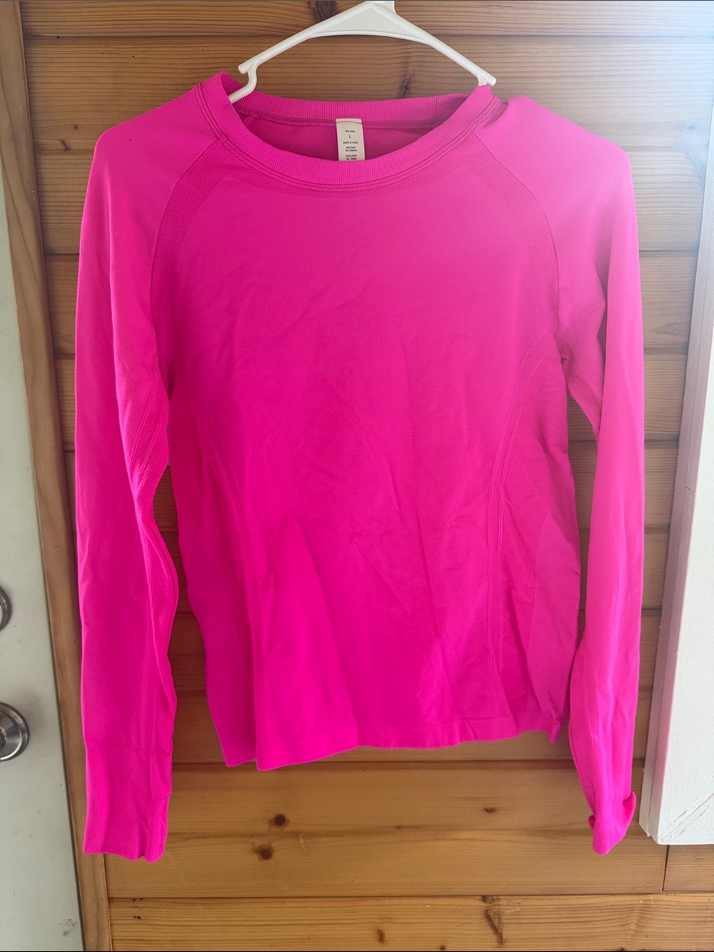 Bright Hot Pink Long-Sleeve Crewneck Top